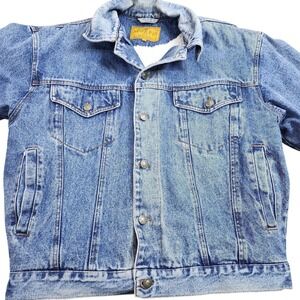 Vintage Scorpio Jacket Mens Medium Blue Denim Sherpa Lined Trucker Button Front
